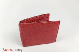 Dark red fold-shaped leather wallet 